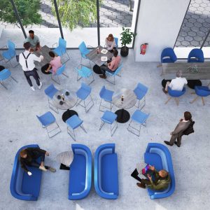 aerial view of a relaxing zone at an airport or big office