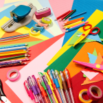 stationery items in different colours
