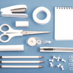 unbranded stationery items like scissors, staplers, pens and pads