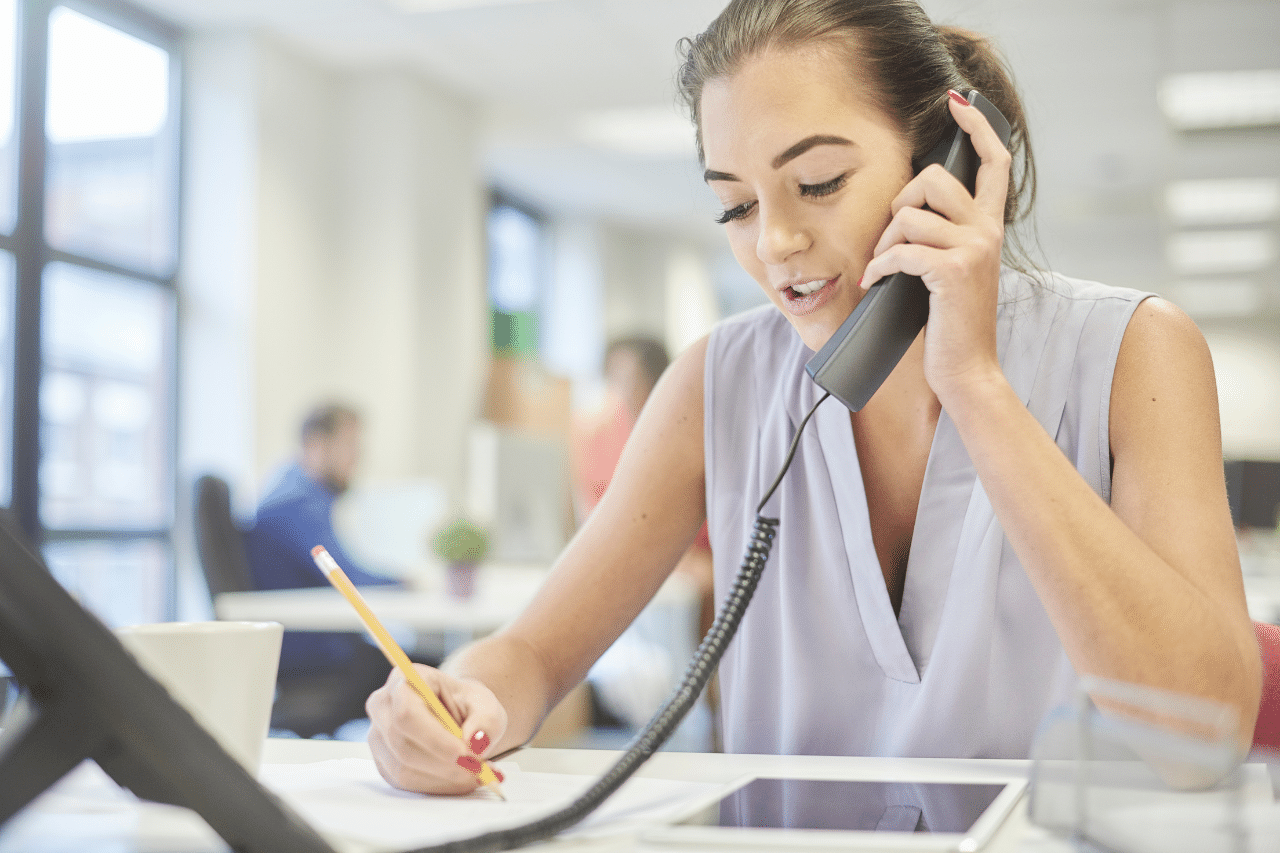 woman on the phone to a client