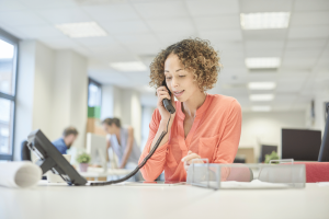 Woman on the phone customer service