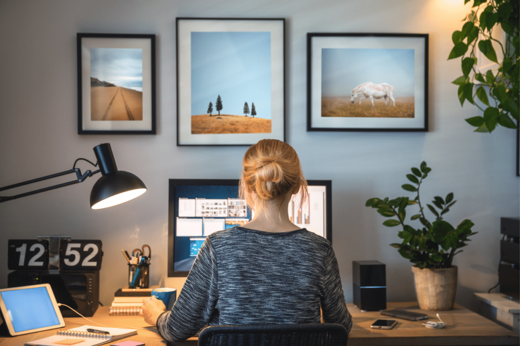 woman working from home at her desk