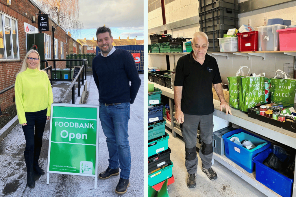 supplies web staff helping out at a foodbank in harrogate